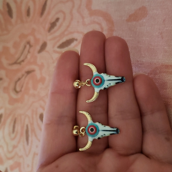 Longhorn Bull Earrings Western Earrings Cowgirl Earrings Aretes Vaqueros Rodeo - Picture 3 of 10